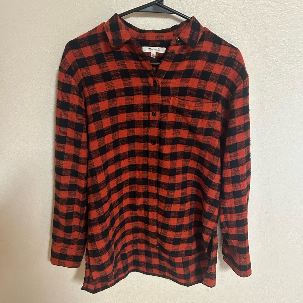 Madewell Red and Black Plaid Shirt size XS oversized